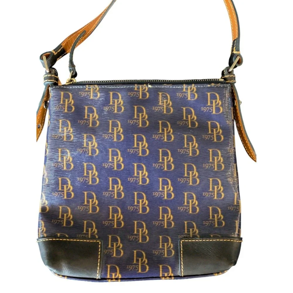 Dooney & Bourke Blue Signature 1975 Crossbody Bag Purse Small Logo Monogram
